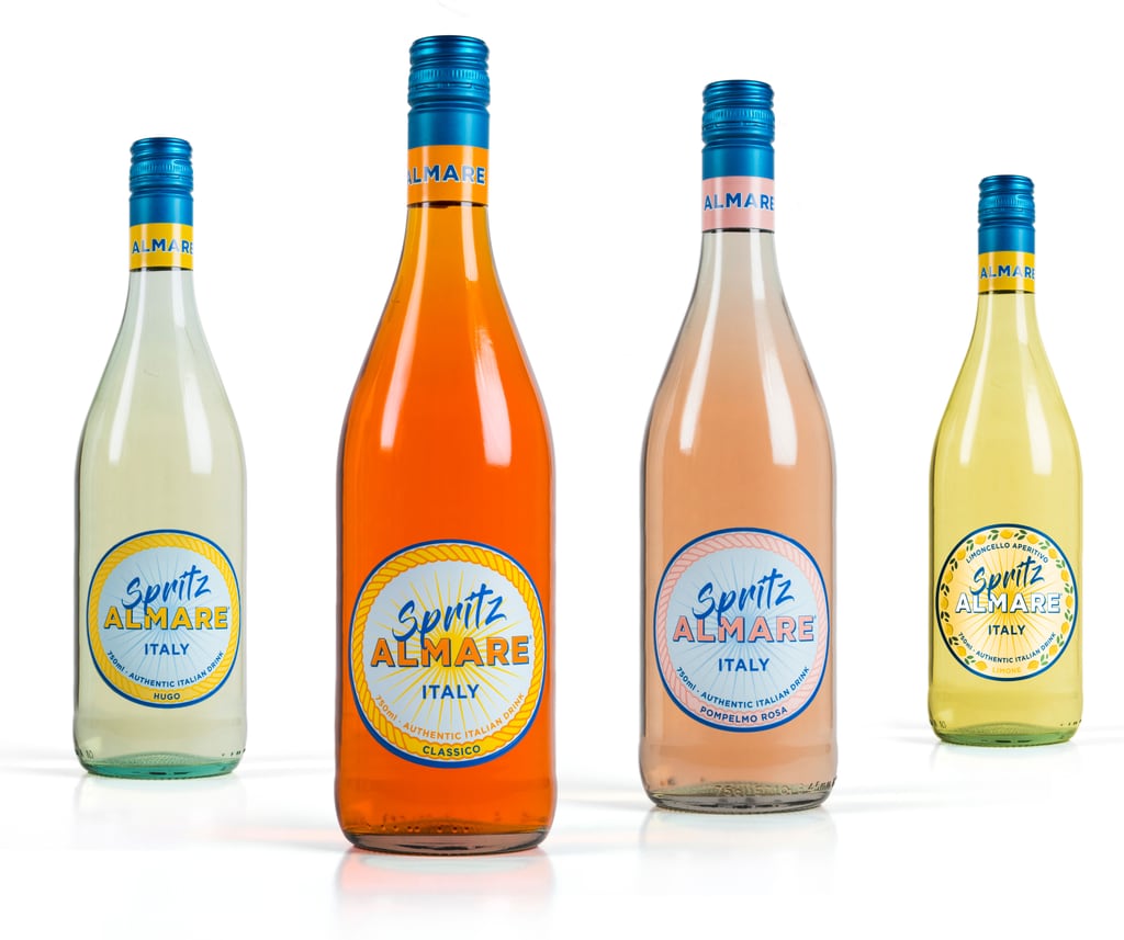 Le quattro bottiglie Spritz ALMARE: Hugo, Classico, Pompelmo Rosa e Limone